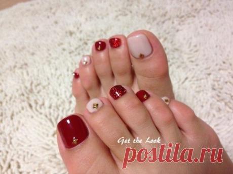 White and red toenails | Fancy Toes