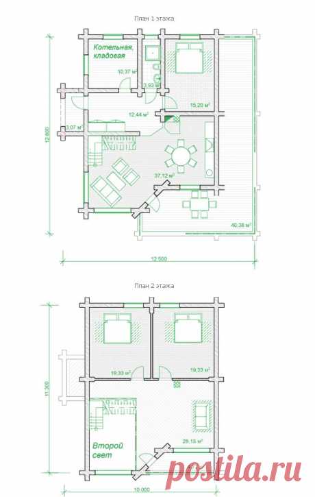 Проект двухэтажного деревянного дома с верандой и балконом площадью 195 м2 (ПД-195-1,5)