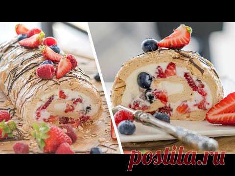 МЕРЕНГОВЫЙ РУЛЕТ ПАВЛОВА | торт десерт из безе с ягодами и сливочным кремом | рецепт Pavlova