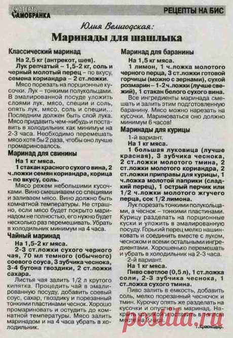 Маринады для шашлыка
