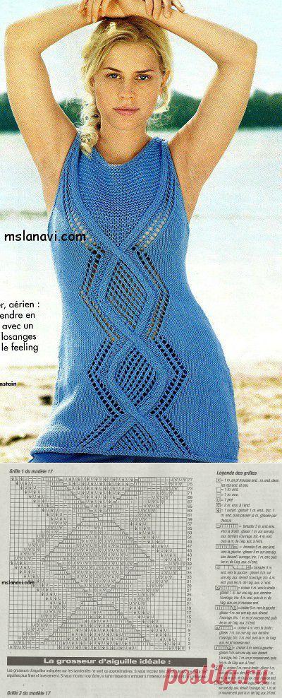 Вязаный летний топ с ажурными ромбами | Вяжем с Ланой