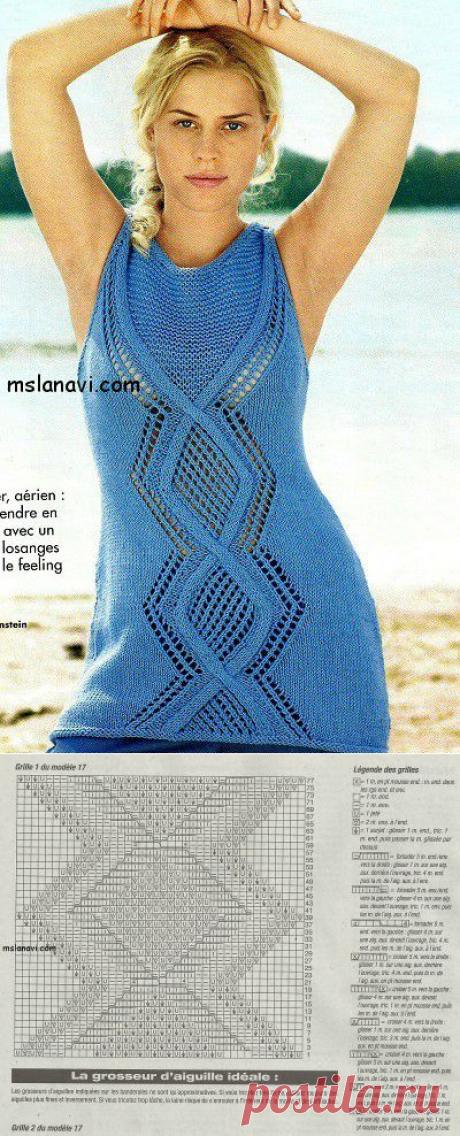 Вязаный летний топ с ажурными ромбами | Вяжем с Ланой