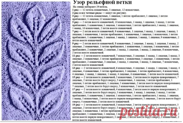 Свитер с листьями спицами