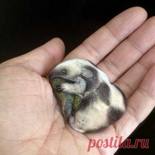 Миниатюрные животные на камнях