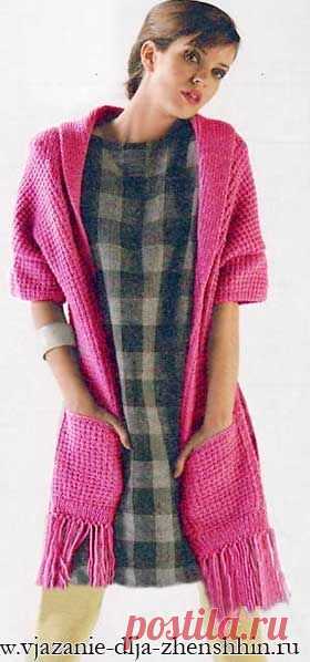 Вязаный жакет с длинными полочками