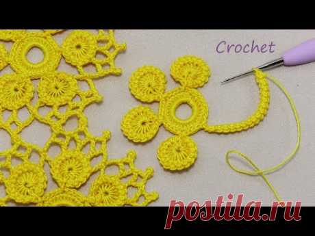 Цветочные мотивы из шнура "Гусеничка" ВЯЗАНИЕ КРЮЧКОМ 💗 EASY Flower Pattern Crochet