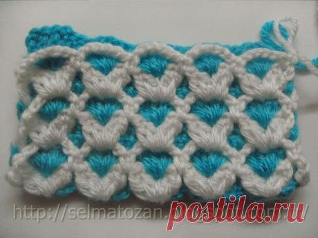 Двухцветный узор крючком.МК.
