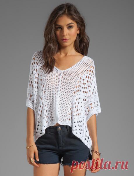 Идея:блуза-пончо крючком