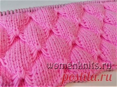 Объемный узор спицами
Видео: https://womanknits.ru/uzory-vyazaniya/spicami/obemnyj-uzor-spicami