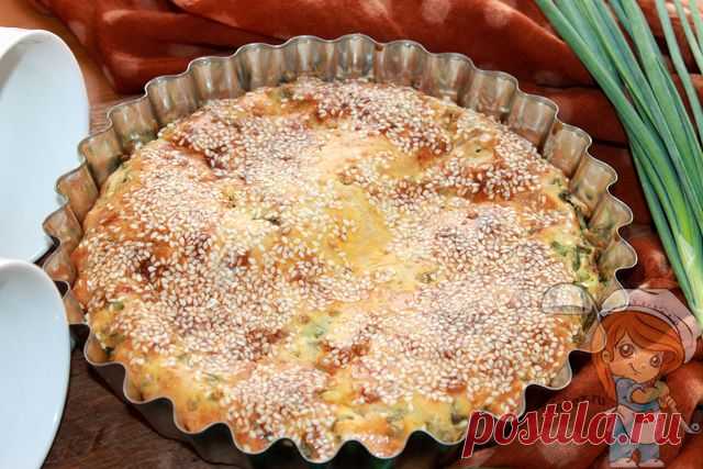 Пирог из жидкого теста с яйцом и луком. Простой и вкусный рецепт