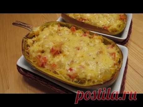 Лодочки из кабачка-спагетти с курицей и овощами