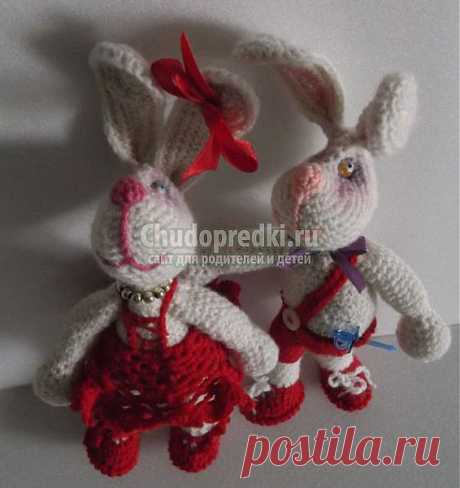 Зайцы Василек и Любаша крючком. Мастер-класс с пошаговыми фото. / chudopredki.ru