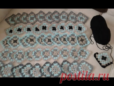 Кардиган из квадратных мотивов. Часть1. Бабушкин квадрат.  Knitting women's cardigan. - YouTube