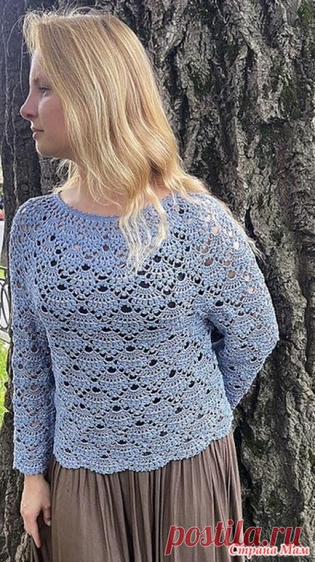 Блуза крючком на круглой кокетке - Вязание - Страна Мам
