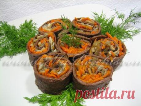 Рулетики из печени с грибами | Ваши любимые рецепты