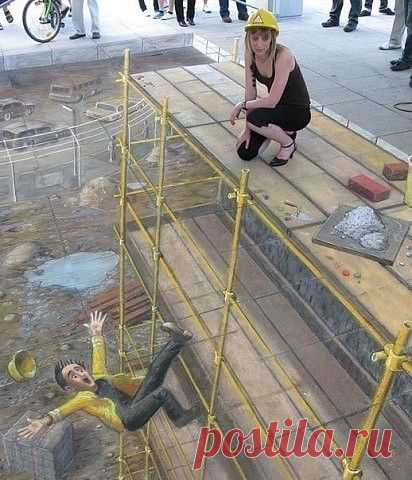 3D рисунки на асфальте