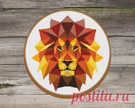 Lion Geometric Cross Stitch Pattern / Modern Counted Cross | Etsy