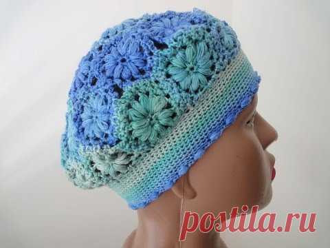 Берет из мотивов Часть 1 Beret of floral motifs Crochet Part 1 — Яндекс.Видео