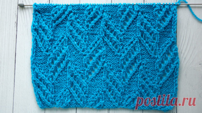 Ажурный узор спицами листики + видео как связать