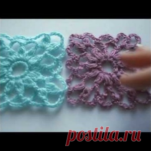 Квадратный мотив крючком.Уроки вязания Елены Бас. - МирТесен