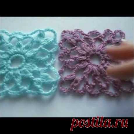 Квадратный мотив крючком.Уроки вязания Елены Бас. - МирТесен