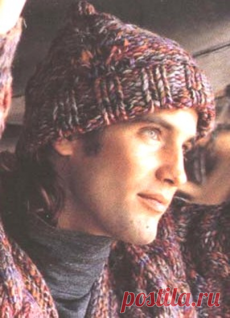 ВЯЗАНАЯ МУЖСКАЯ ШАПКА спицами