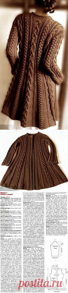 This looks a lot like a drops pattern I have.                                        Пальто с узором из кос