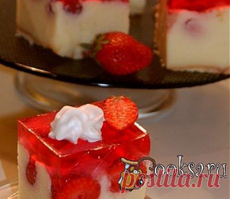 Необычный торт с клубничным желе  с фото