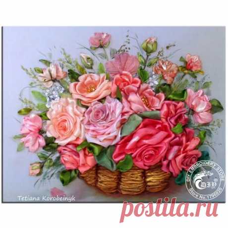 3D DIY Алмаз Картина Вышивка Крестом Наборы Корзина Розы Лента Картина Горный Хрусталь Алмаз Вышивка Цветы Алмаз Мозаика купить на AliExpress