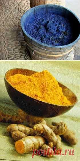 Натуральные красители для ткани. Про басму и куркуму.