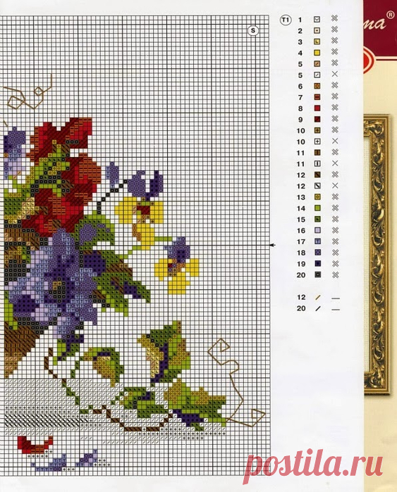 Вышивка Корзинка с цветами. Корзинка с цветами схема. | Домоводство для всей семьи.