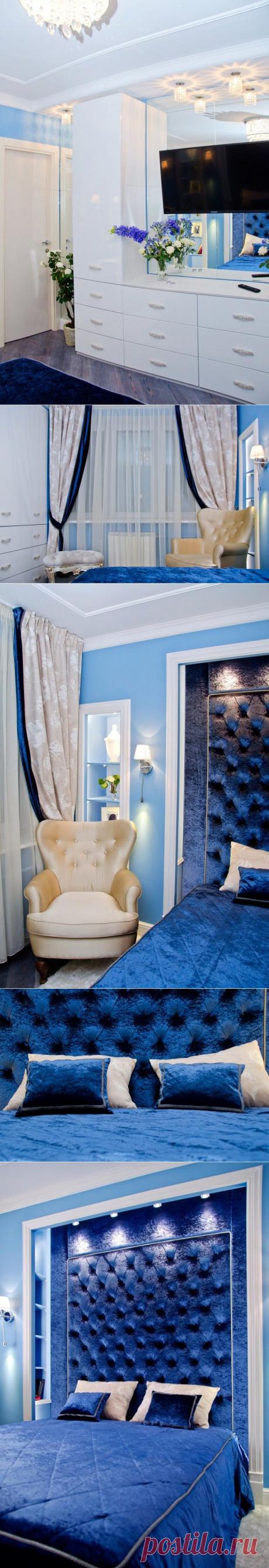 Спальня в синих тонах 14 кв. м.