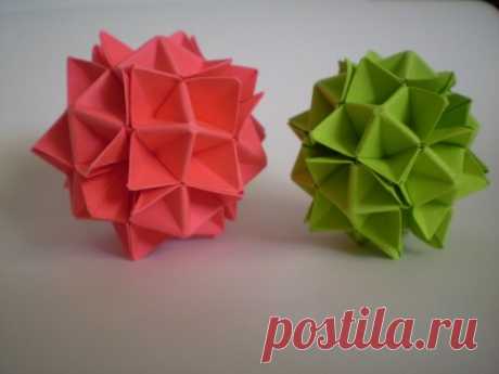 Кусудама &quot;Шипастый шар&quot; Origami-blog.net