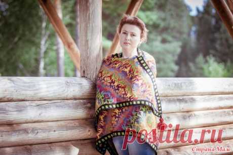 Шаль "Чертополох" в технике разрезного жаккарда Fair Isle.