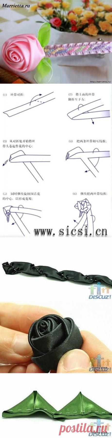 Розочки из лент для заколок и свадебных букетов. Мастер-класс