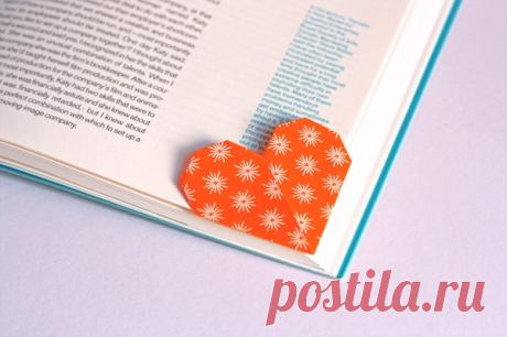 Закладка для книг в виде сердца в технике оригами | Клуб Рукоделия