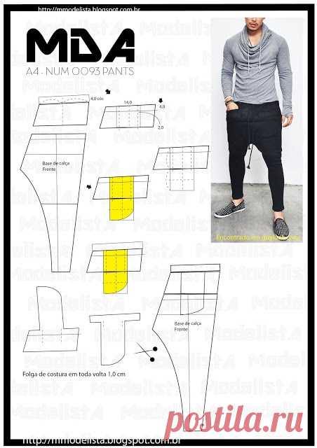 Брюки с низкой мотнёй (две выкройки) / Простые выкройки / ВТОРАЯ УЛИЦА