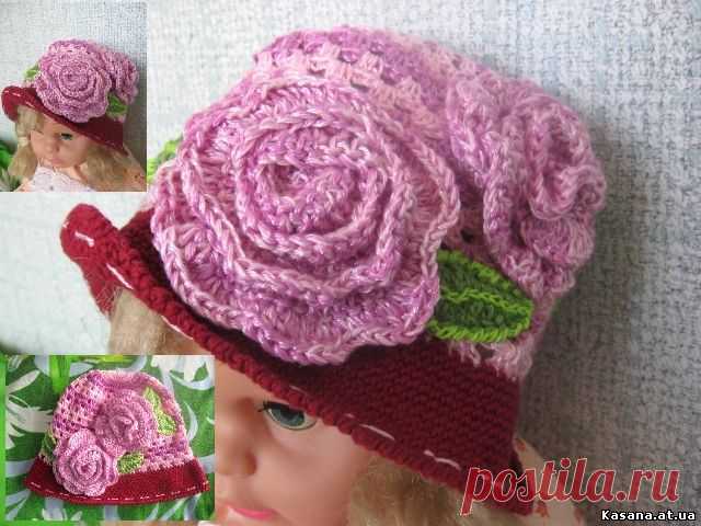 №56 Шапкка с цветочками - Шапочки - лето -  - Вязяные вещи - Вязаные вещи на заказ