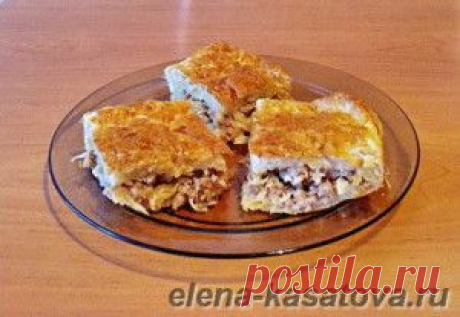 Пирог с мясным фаршем и капустой