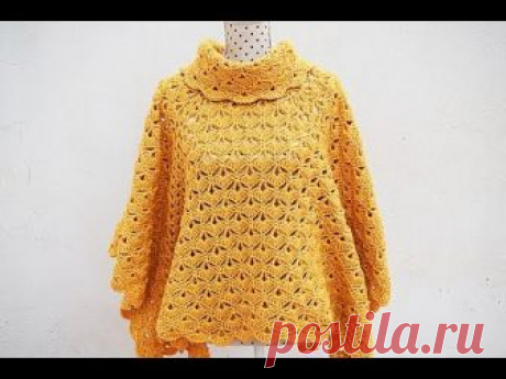 Poncho or coat of woman to crochet MAJOVEL very easy and fast #crochet #ganchillo # easy
