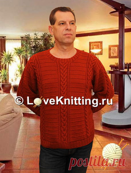 Пуловер кирпичного цвета | Loveknitting.ru