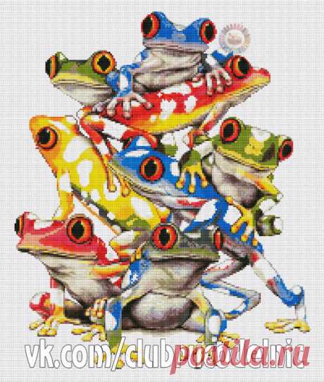 ВЫШИВКА-Colorfull Frogs