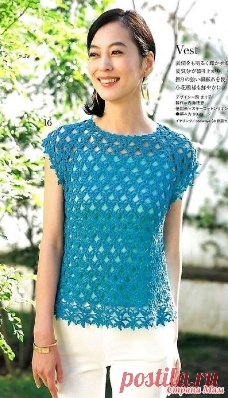 Ажурный топ узором "сеточка-листочки". Крючок. Lets Knit Series NV80638 2020