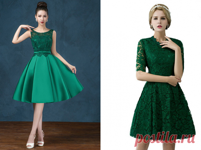 Изумрудное платье: подбираем фасон, макияж, аксессуары (192 фото)