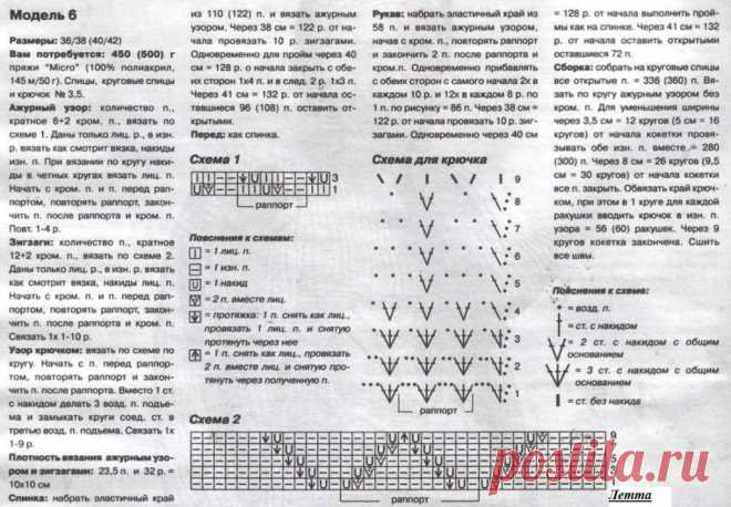 Сиреневый пуловер с круглой кокеткой — Мир вязания и рукоделия