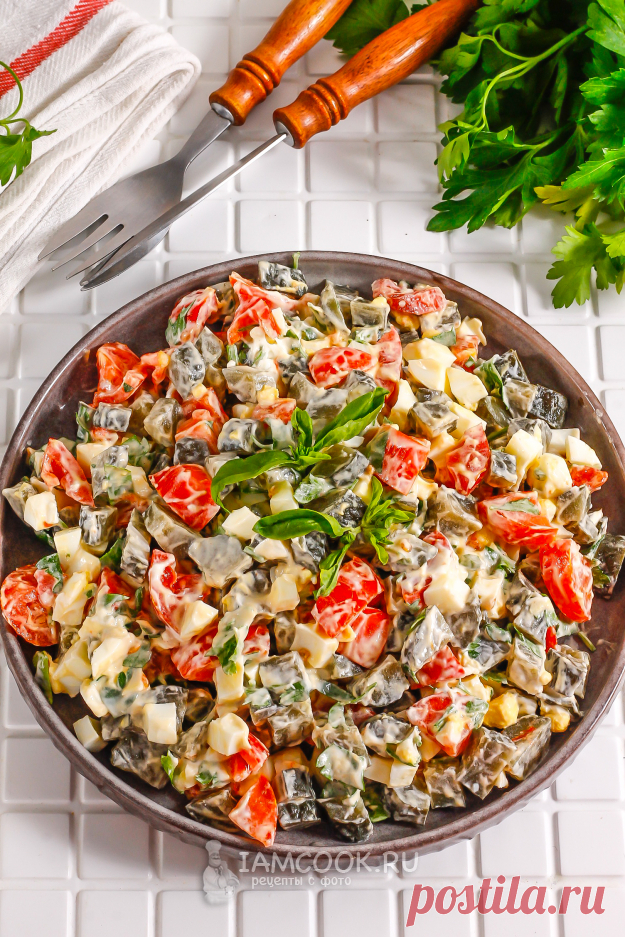 Диетический салат с солеными огурцами (ПП) — рецепт с фото пошагово
