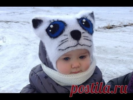 Шапочка "Кошка" крючком (Cap "cat" crochet)