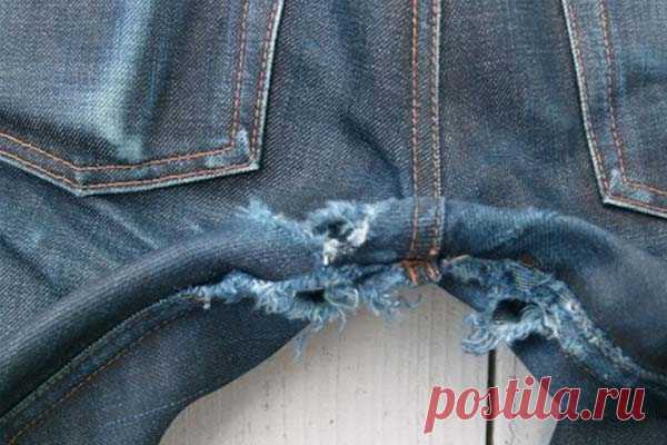 Как отремонтировать протертые между ног джинсы
