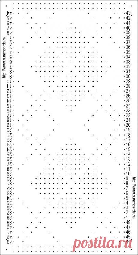 Просмотр рисунка перфокарты с раппортом 24 петли, пересчёт на две фонтуры, печать перфокарты