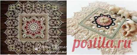 Квадратные салфетки крючком – схемы простых и красивых салфеток